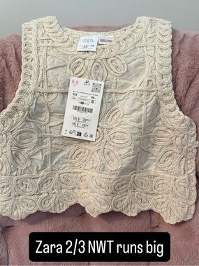 Zara Cream Rope Crochet Tank Crop